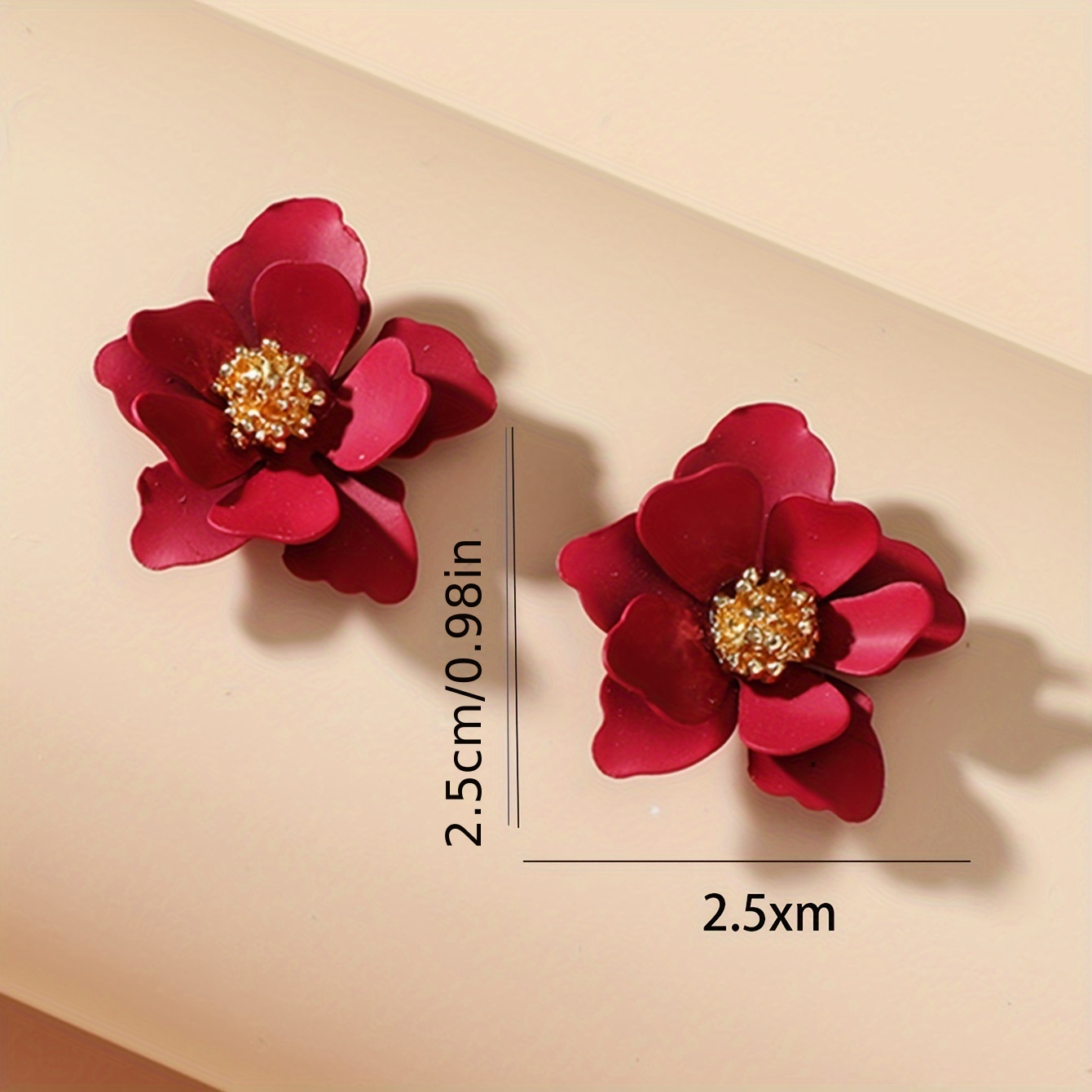 Matte Painted Flower Earrings Sweet Natural Style Ethnic Studs